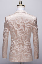 Bespoke Champagne Jacquard Notched Lapel Men Suits