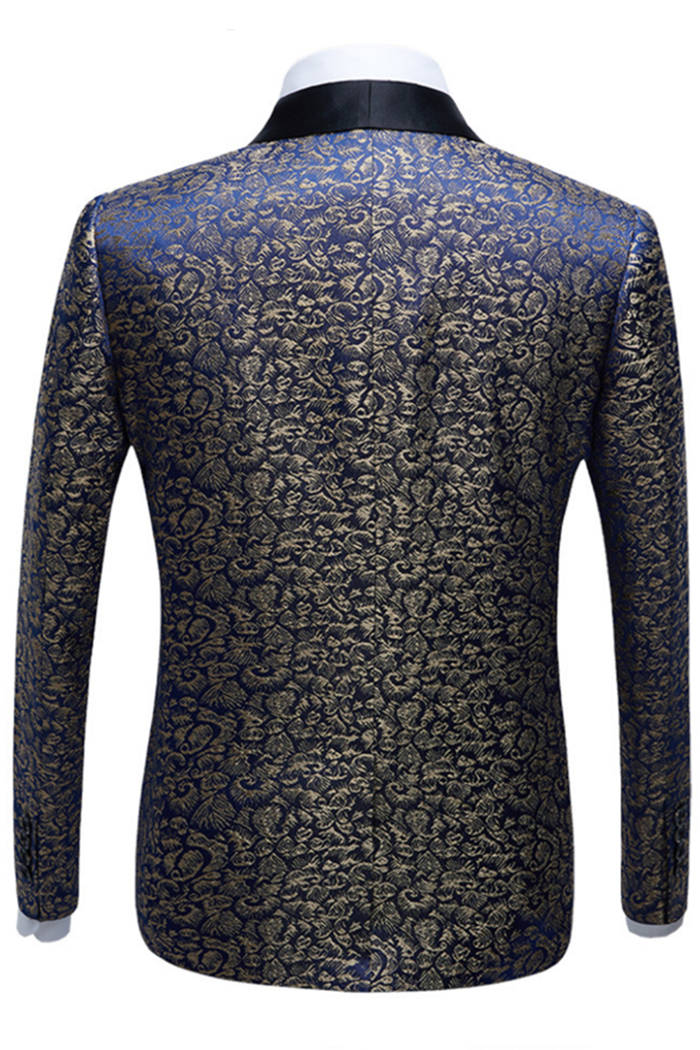 Stylish Dark Navy Jacquard Shawl Lapel Men Suits Secondary image
