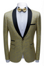 Light Gold Jacquard Black Satin Shawl Lapel Men Suits