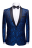 Royal Blue Jacquard Black Satin Shawl Lapel Men Suits