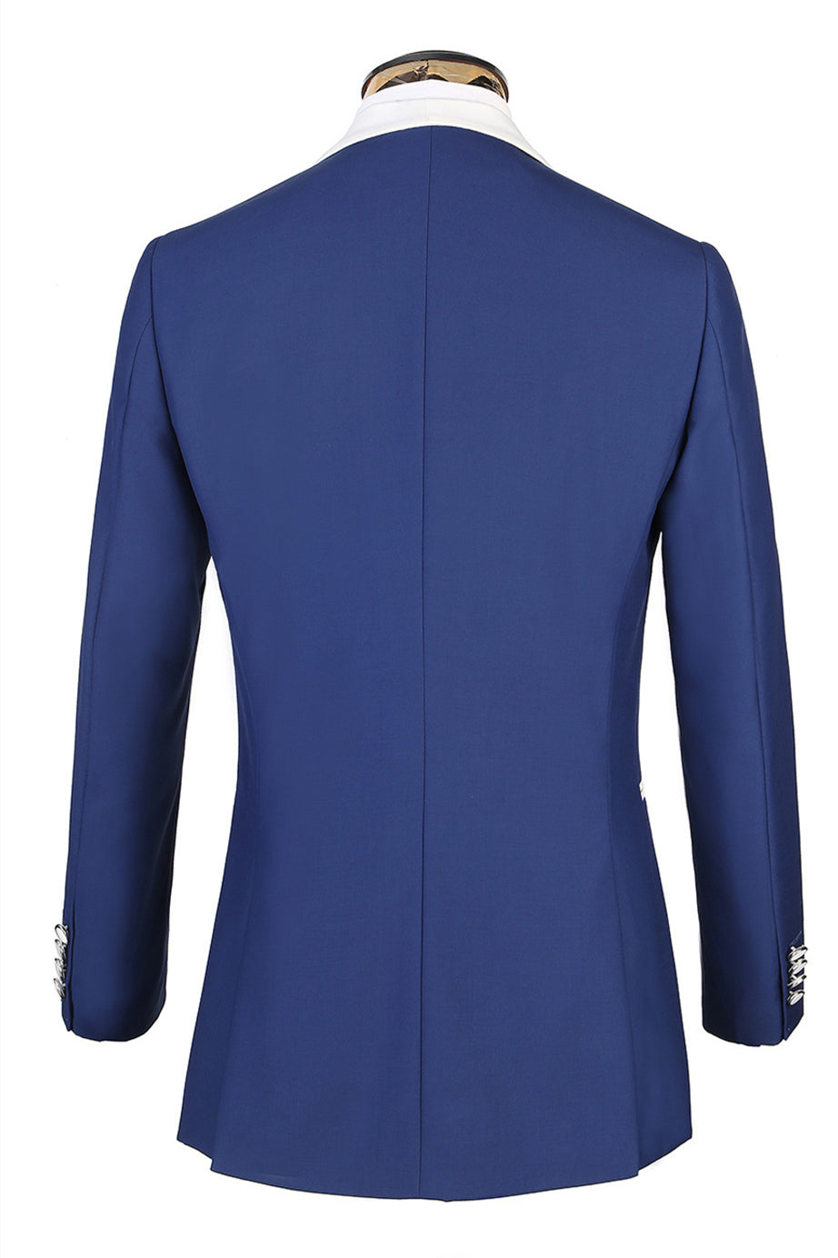 Classic White Shawl Lapel Edge Banding 3 Piece Blue Suits For Men Secondary image