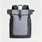 Gray Black Roll‑Top Laptop Backpack