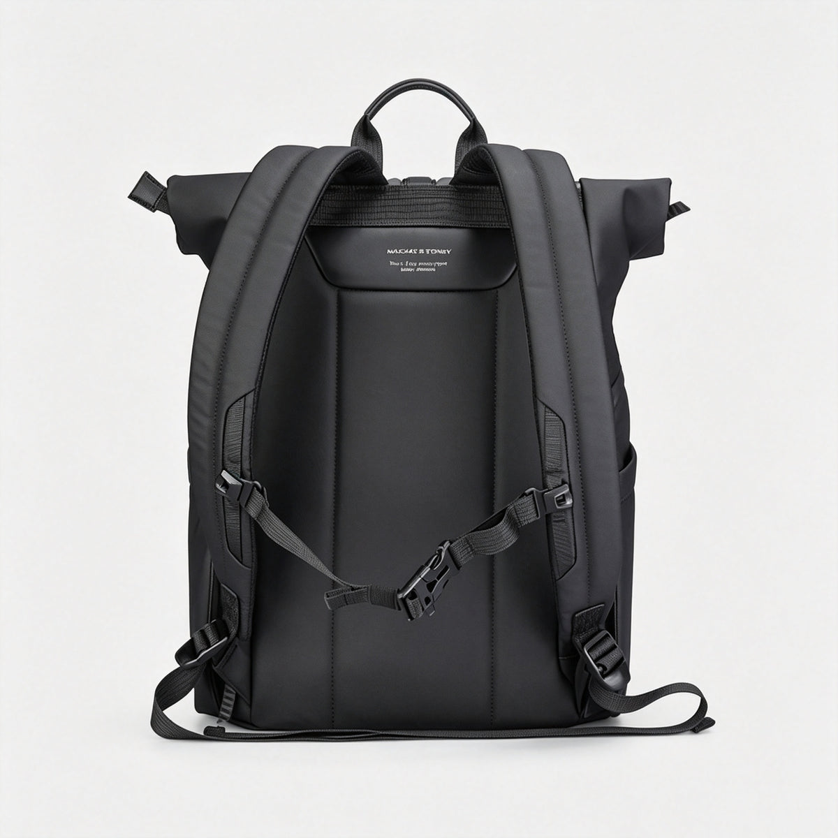 Gray Black Roll‑Top Laptop Backpack