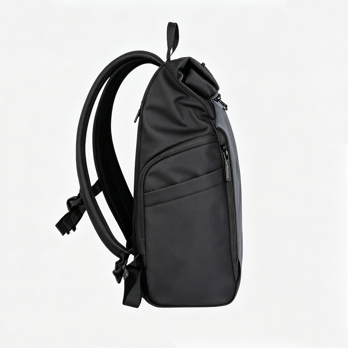 Gray Black Roll‑Top Laptop Backpack