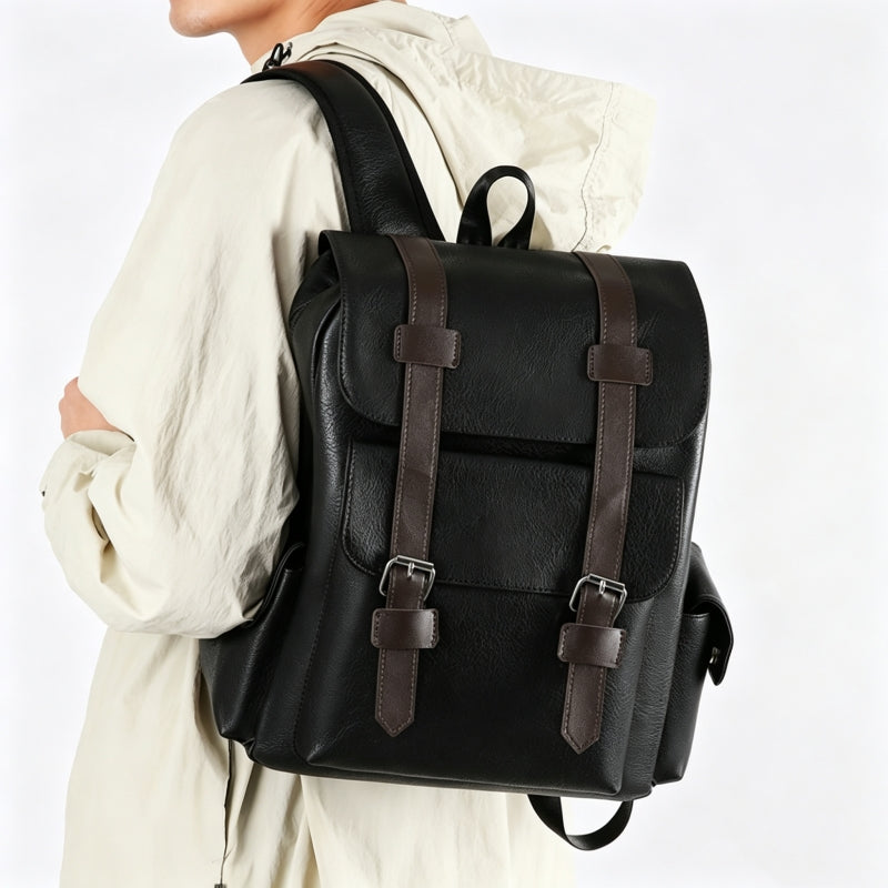 Chic Men's Casual Laptop Backpack In Black
