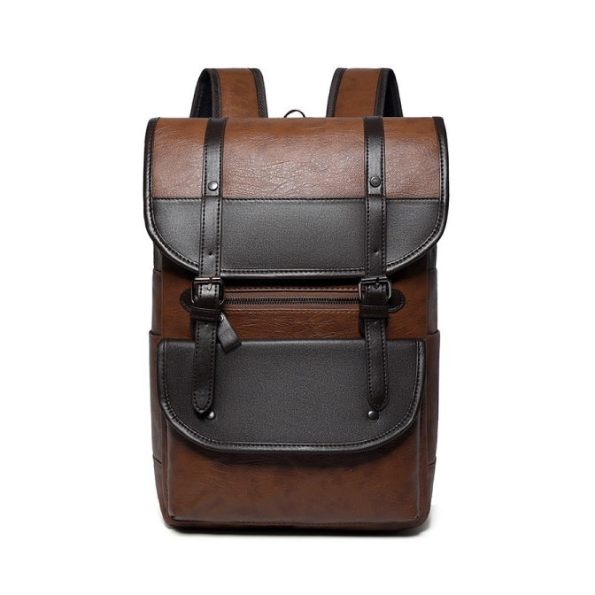 Vintage Brown Faux Leather Laptop Backpack