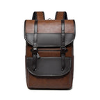 Vintage Brown Faux Leather Laptop Backpack