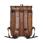 Vintage Brown Faux Leather Laptop Backpack