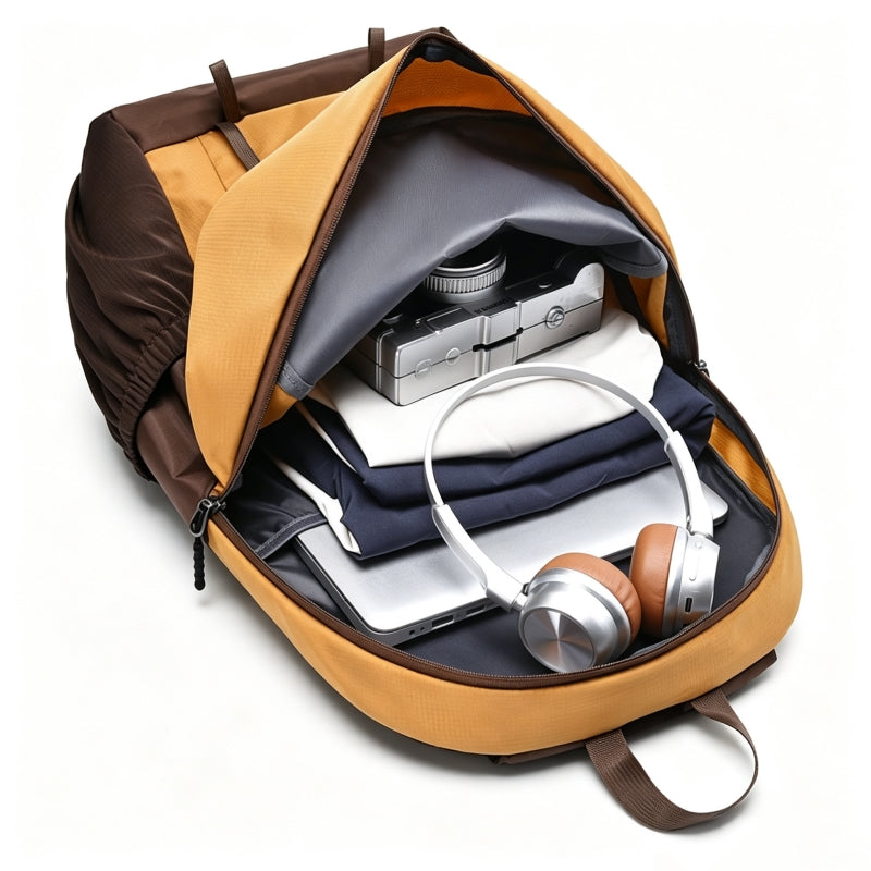 Yellow Brown Outdoor Hiking Travel Backpack