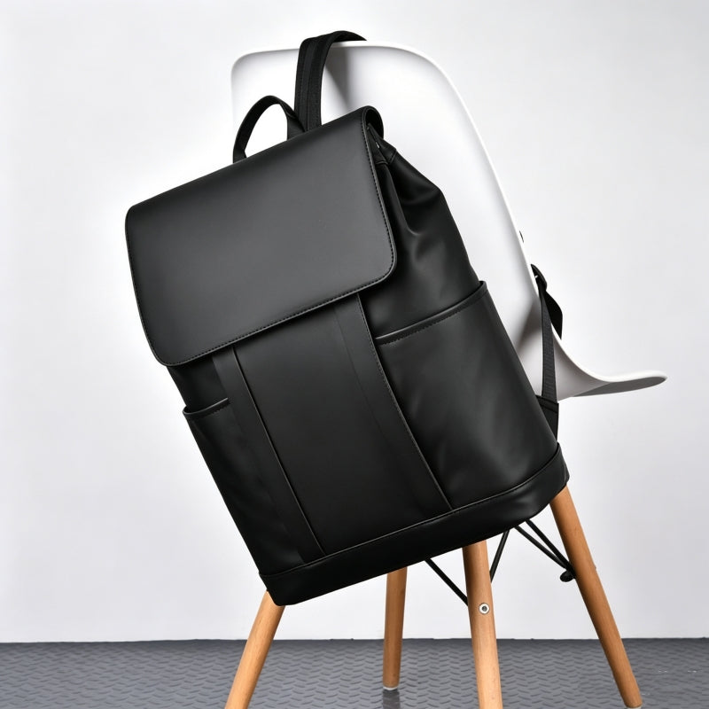 Minimalist Flap Black Business Laptop Backpack