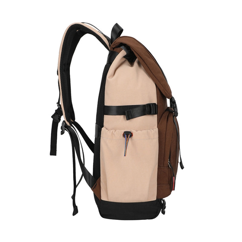 Brown Multi‑Compartment Large‑Capacity Backpack