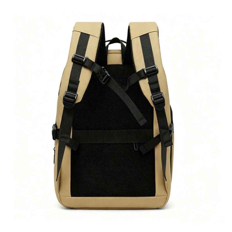 Khaki Multi‑Compartment Expandable Laptop Backpack