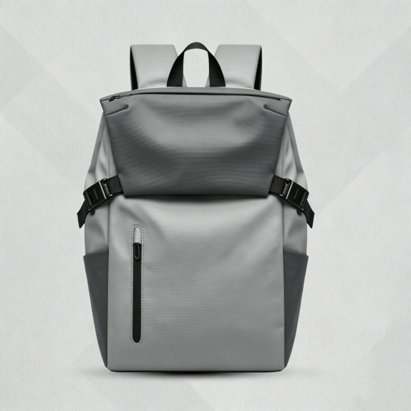 Smoke‑Gray Flap‑over Commute Travel Backpack