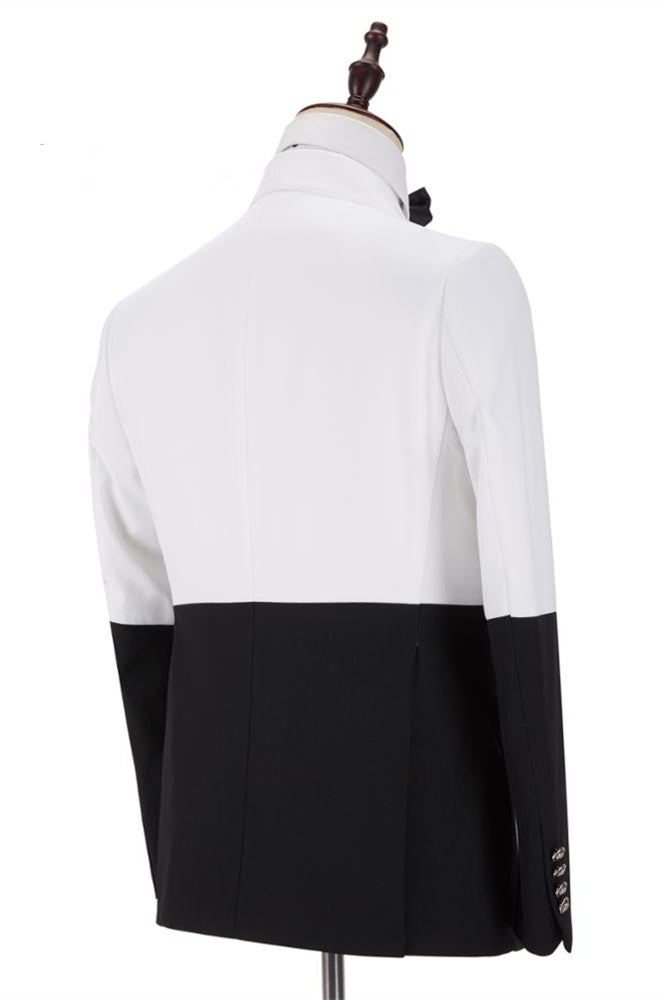 Bespoke White and Black Peaked Lapel Double Breasted Men Suits