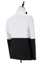 Bespoke White and Black Peaked Lapel Double Breasted Men Suits