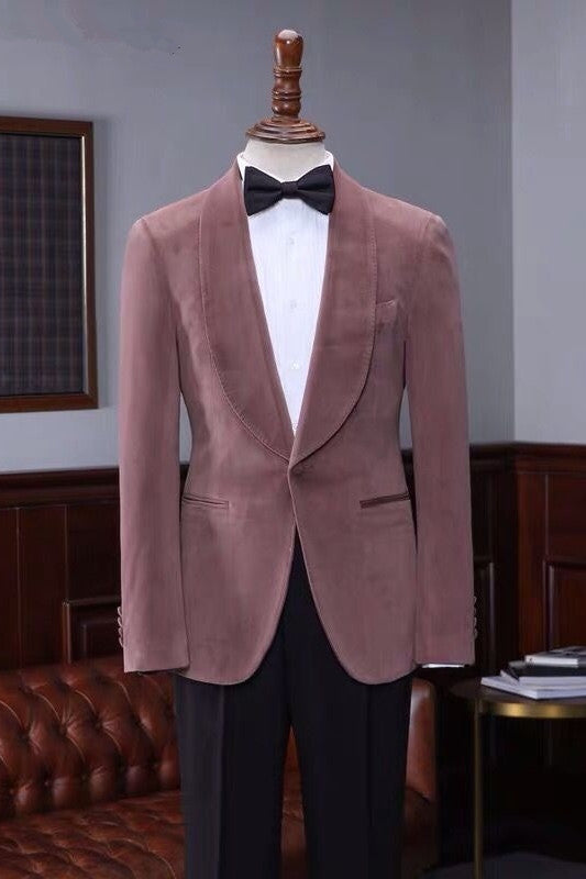 Dusty Rose Velvet Shawl Lapel One Button Men Suits Main image