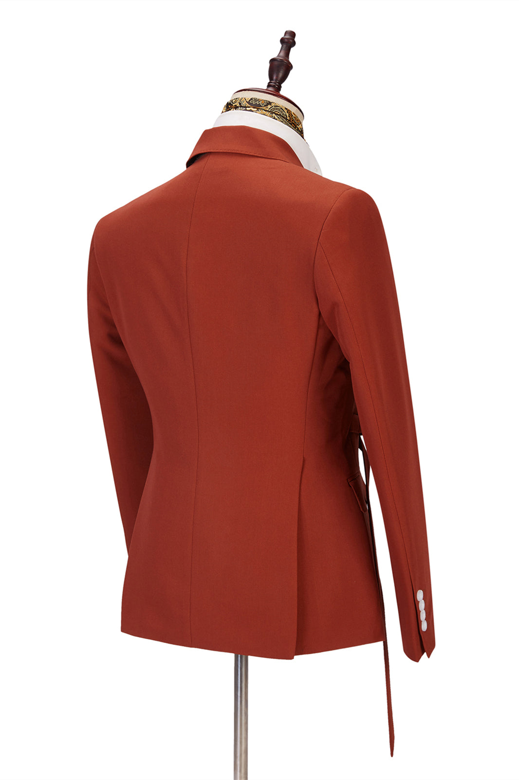 Fancy Rust Red Peaked Lapel Buckle Belt Men Suits Secondary image
