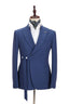 Dark Blue Peaked Lapel Men Suits With Belt