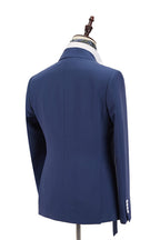 Dark Blue Peaked Lapel Men Suits With Belt