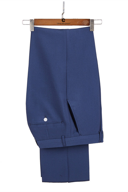 Dark Blue Peaked Lapel Men Suits With Belt
