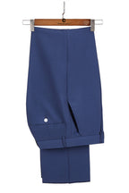 Dark Blue Peaked Lapel Men Suits With Belt