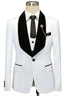 White One Button Black Shawl Lapel 3 Piece Men Suits