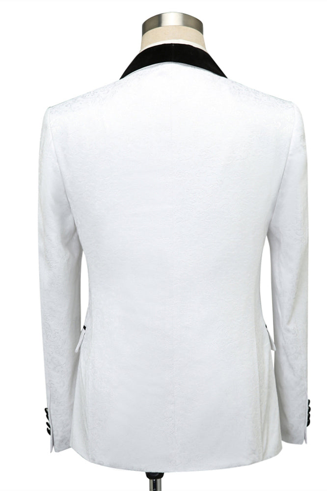 White One Button Black Shawl Lapel 3 Piece Men Suits Secondary image