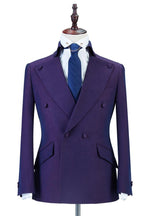 Purple Double Breasted Peaked Lapel Chic Men Suits