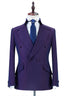 Purple Double Breasted Peaked Lapel Chic Men Suits