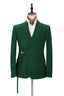 Forest Green Peaked Lapel Buckle Belt Men Suits