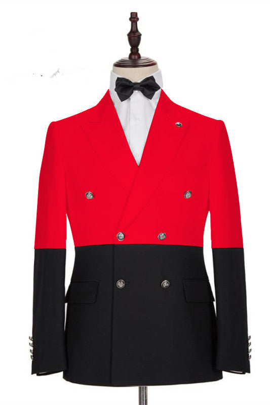 Red And Black Peaked Lapel Double Breasted Men Suits Main image