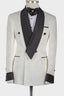 Fancy White Jacquard Shawl Lapel Double Breasted Men Suits