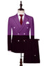 Light Violet And Black Peaked Lapel Double Breasted Men Suits