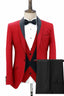 Red Jacquard 3 Piece One Button Shawl Lapel Men Suits