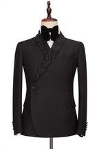 Black One Button Sparkle Shawl Lapel Men Suits