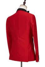Red One Button Sparkle Black Shawl Lapel Men Suits