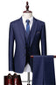3 Piece Dark Blue Notched Lapel Plaid Bespoke Men Suits