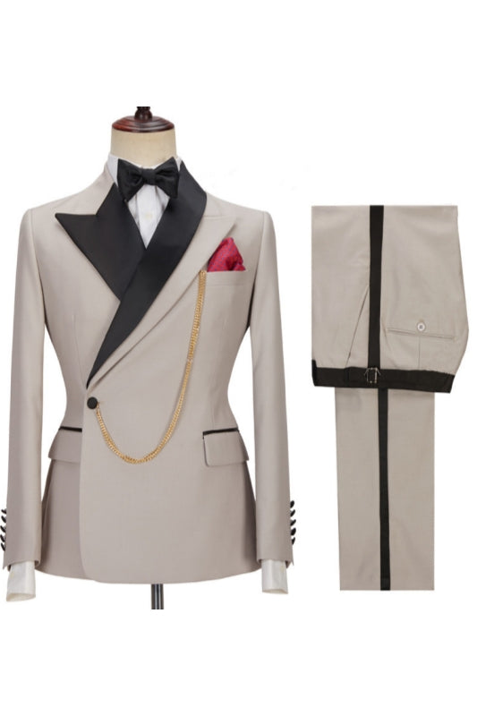 Gray Best Fitted Peaked Lapel One Button Men Suits