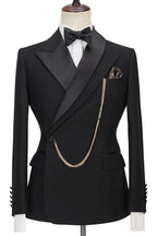 Classic Black Peaked Lapel One Button Men Suits