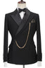 Classic Black Peaked Lapel One Button Men Suits