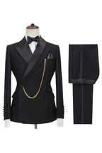 Classic Black Peaked Lapel One Button Men Suits
