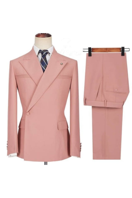Glamorous Pink Peaked Lapel One Button Men Suits