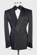 Handsome Black Shawl Lapel Double Breasted Men Suits