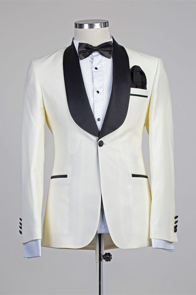 White Newest Black Shawl Lapel Best Fitted Men Suits Main image