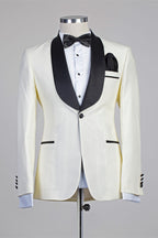 White Newest Black Shawl Lapel Best Fitted Men Suits
