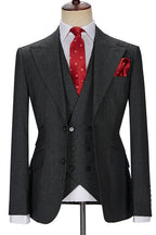 Best Fitted Dark Gray 3 Piece Peaked Lapel Men Suits