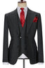 Best Fitted Dark Gray 3 Piece Peaked Lapel Men Suits