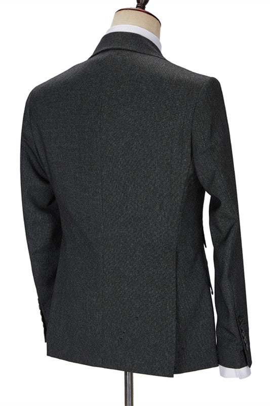 Best Fitted Dark Gray 3 Piece Peaked Lapel Men Suits Secondary image