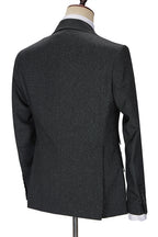 Best Fitted Dark Gray 3 Piece Peaked Lapel Men Suits