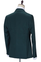 Dark Forest Green Peaked Lapel Ruffles Men Suits